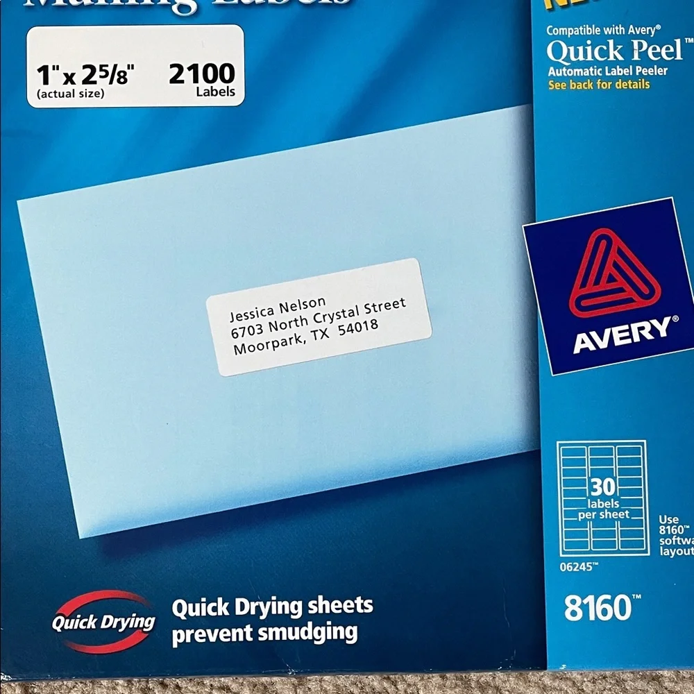 Avery Blue and White Inkjet Mailing Labels